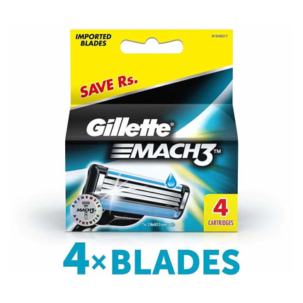 Gillette Razor Mach 3 Set Of 4 Cartridges